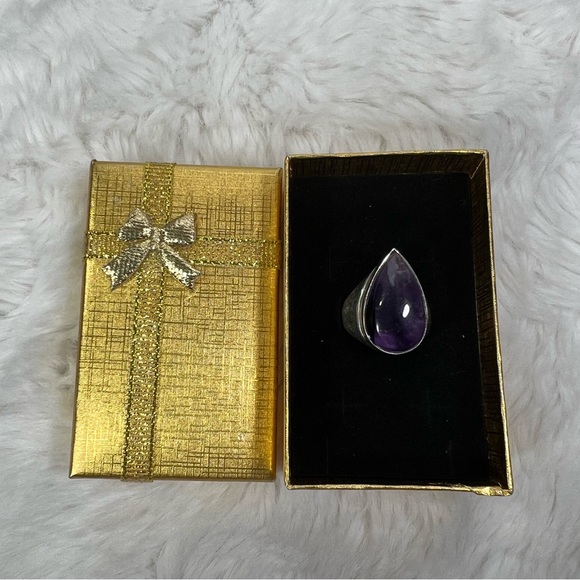 Amethyst 925 Unisex Gemstone Ring size 8.25 - Picture 4 of 6